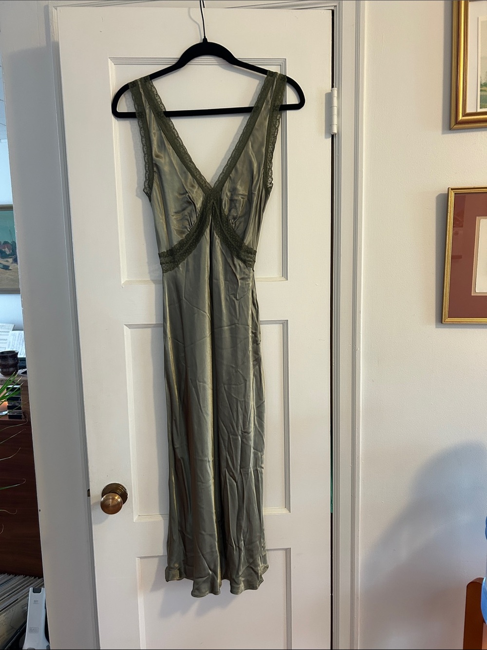 VRG Girl Satin Sage Midi Dress